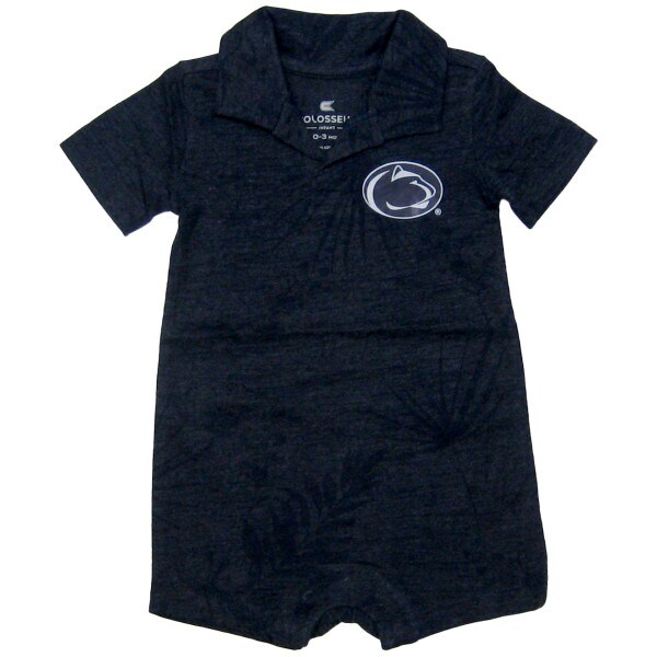 navy infant Hawaiian romper with Penn State Athletic Logo